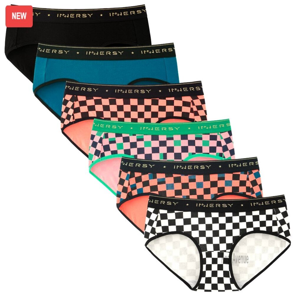 Cotton Hipster Panties Mid Rise Briefs Tagless Wide Waistband 6 Pack